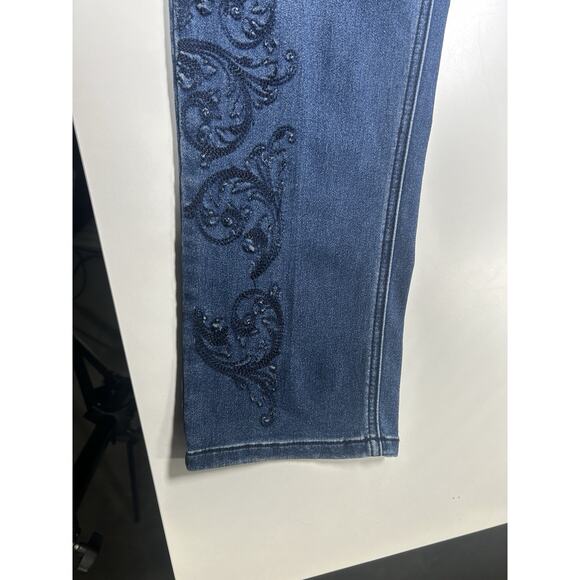 DG2 Diane Gilman Women’s 16W Embroidered Stretch Jeans Y2K Dark Wash Plus Size - Picture 7 of 16